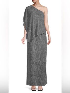 Halston Heritage Women’s Striped One-Shoulder Maxi Dress Sz 6